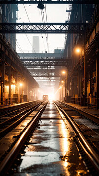 railway station at night