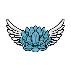 Fototapeta premium Artistic blue lotus flower with outstretched white wings symbol of peace and spirituality