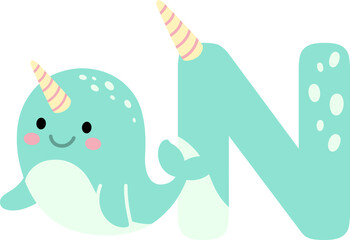 알파벳 N 일각고래 © ZeloFrom