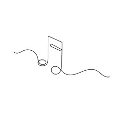 Obraz premium Music note minimalist single line art illustration on white background.
