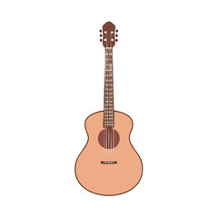 Obraz premium Acoustic guitar, classic string instrument, musical equipment, isolated vector illustration