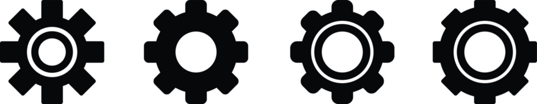 Industrial Gear and Mechanical Cogwheel Vector Icon Set