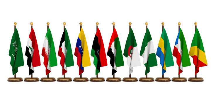 OPEC Countries flag on white background. Isolated 3D illustration
