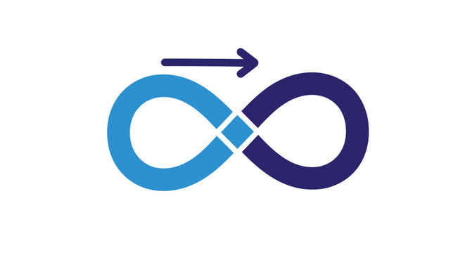 Infinity Symbol with Arrow Representing Continuous Process, Flow, and Endless Cycle