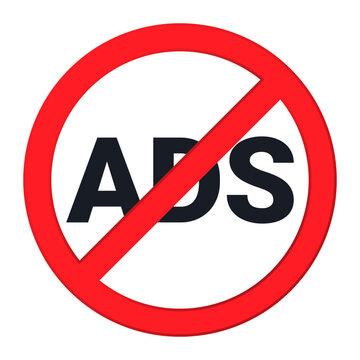 Red and Black No ADS Sign on a White background vector illustration