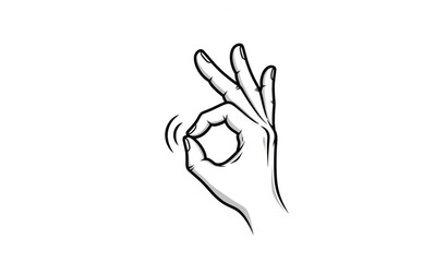 Obraz premium Dynamic angled OK hand gesture thin line icon with motion effect modern outline vector for animation use
