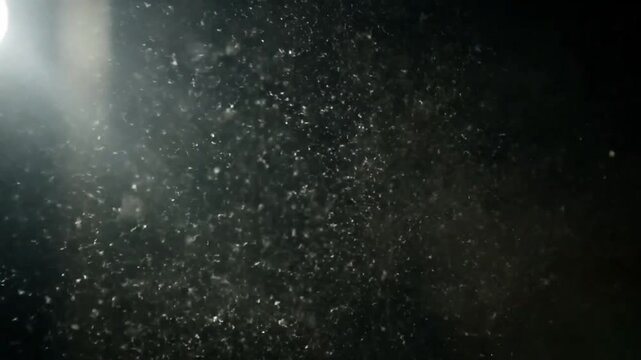 Abstract Shimmering Particles in Light Beam on Dark Background