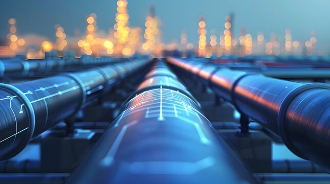 gas pipelines forming shape of graph with sharp downward turn