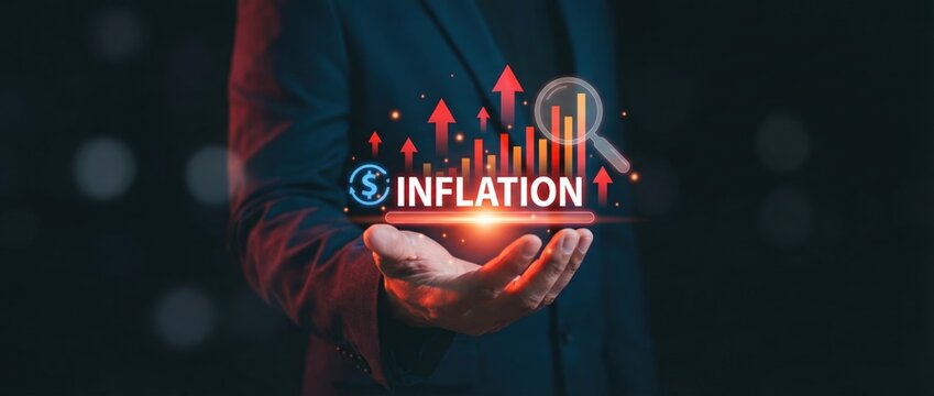 Inflation trends and effects on the economy business sector digital graphic modern environment close-up view financial insights