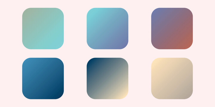 Gradient collection, shiny rainbow hologram. Holographic foil texture, blue, pink, green. yellow gradation. Catalog of samples palettes in RGB HEX. Vector set for frame, border, other design.