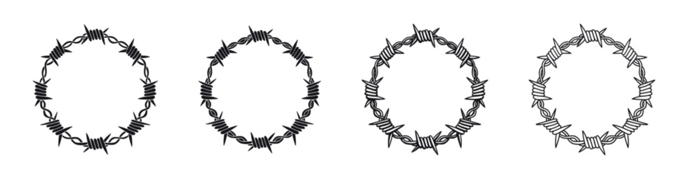 Barbed Wire Circle Frames Vector Collection