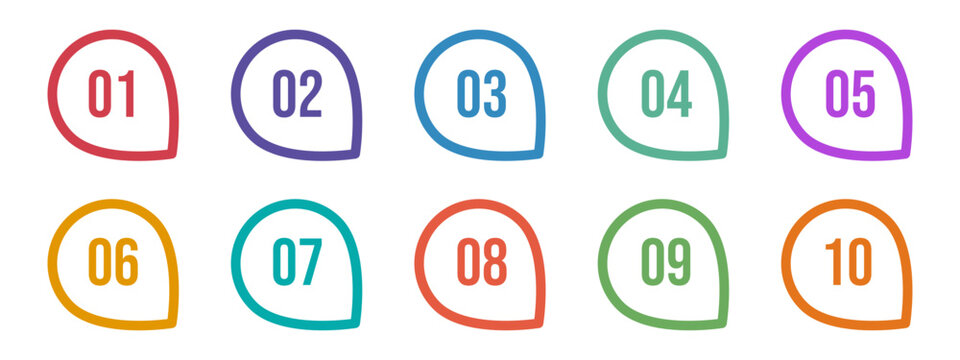 Colorful Number Bullet Points Infographic Triangle Arrow Flags Set
