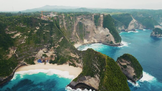 Aerial view of Kelingking beach in Nusa Penida, Bali