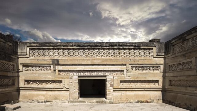 Mayan ruins, Mexico, time lapse with clouds