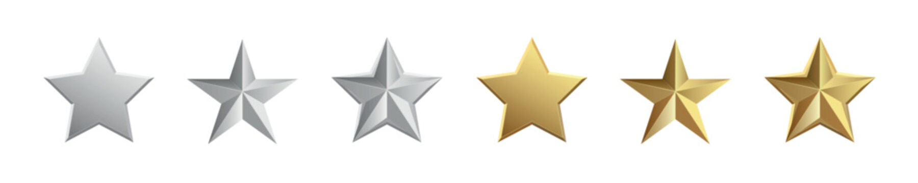Gold and Silver Star Shiny Illustration Set