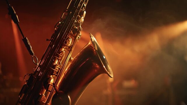 Saxophone performance at a live music event in a smoky bar during nighttime