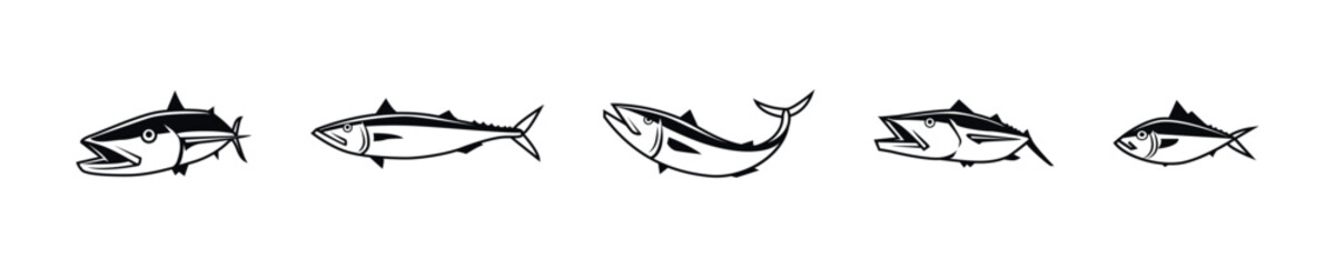 Fototapeta premium Tuna Fish Vector Illustrations in Various Poses
