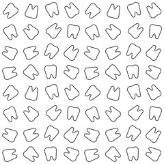 Teeth pattern on white background. Minimalist seamless pattern of dental line icons. Graphic background element for oral health care and pediatric dentistry. Vector