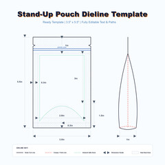 Stand Up Pouch Packaging Dieline Template Vector Blueprint © Midul