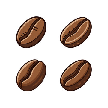 Four Roasted Coffee Beans Isolated on White Background 24.