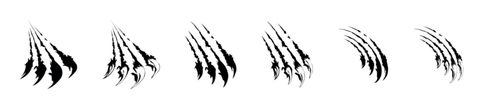 Black Claw Scratch Marks Illustrations Vector Set
