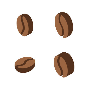 Four Roasted Coffee Beans Isolated on White Background 35.