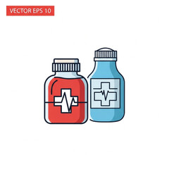 Fototapeta premium Medical bottles illustration depicting healthcare and medicine for treatment and cure.