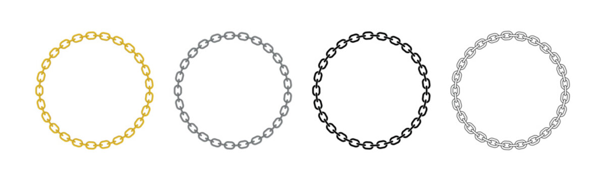 Circular Chain Frames in Various Styles Vector Set