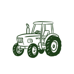 Obraz premium Hand-drawn doodle of a farm tractor. Minimalist black ink sketch representing agricultural machinery, farming industry, and rural work. Isolated on white background.