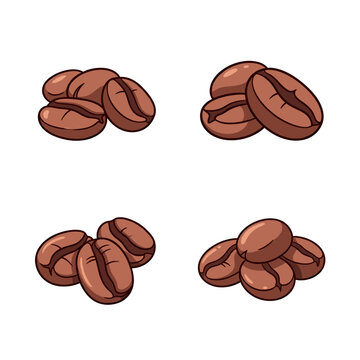 Illustration of Four Piles of Roasted Coffee Beans 2.