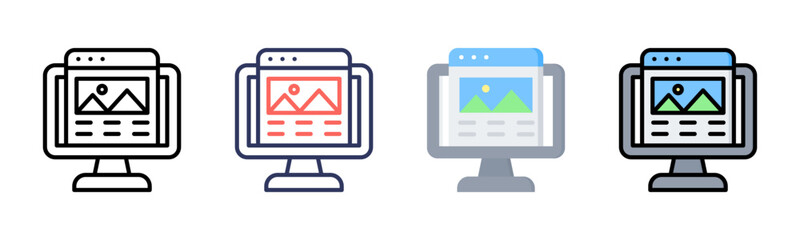 Obraz premium Landing Page icon set multiple style collection