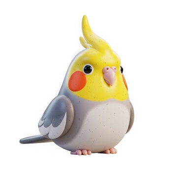 A cartoon cockatiel with a yellow head