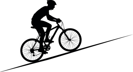 Fototapeta premium Silhouette of a person riding a bicycle on a road