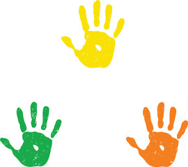 Fototapeta premium Three handprints in formation.eps