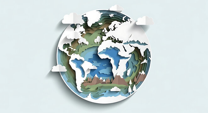 Celebrating Earth Day A Beautifully Crafted Paper Art Illustration Depicting Our Planet
