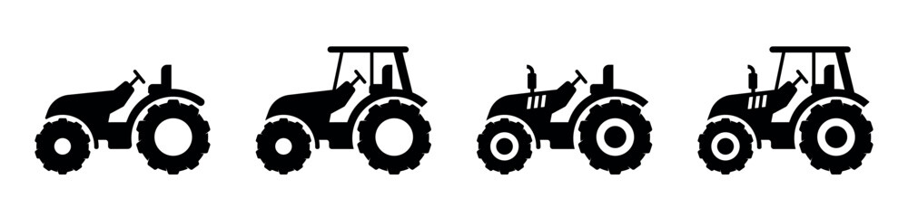 Obraz premium Tractor silhouettes for farming and agriculture vector set