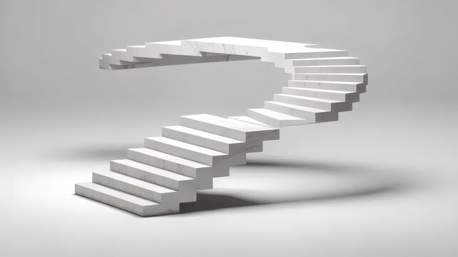 Marble steps in Penrose staircase loop &ndash; Suitable for mathematical art, philosophy, or sophisticated recursive concepts.