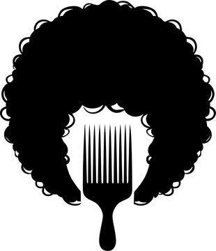 Afro silhouette with hair pick comb