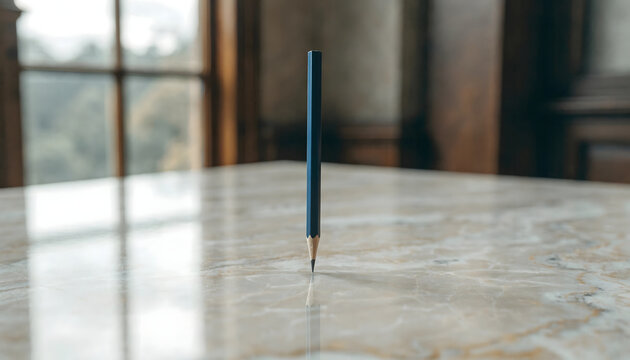pencil on marble table