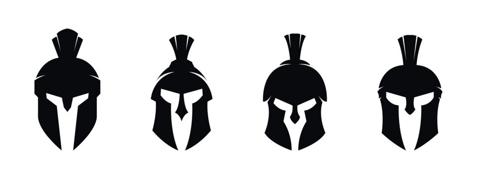 Spartan Helmet Silhouettes Vector Collection
