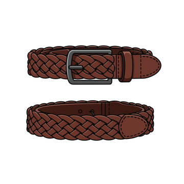 Brown Woven Leather Belt Illustration