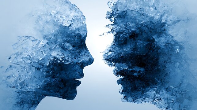Contrasting emotions in human faces profile.
