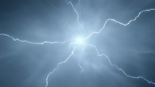 Electric visual effect with a central bright point emanating light bolts