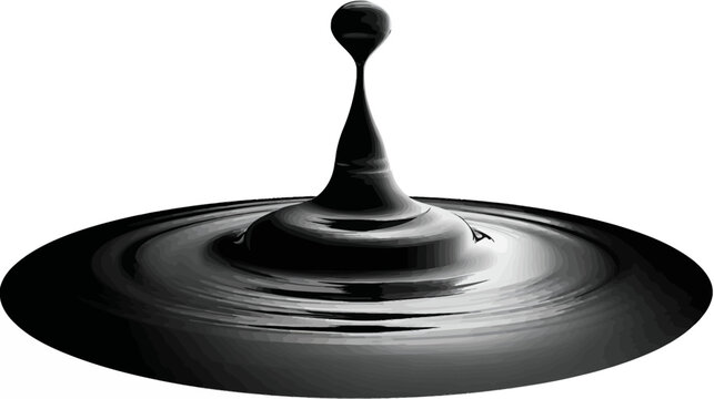 A grayscale representation of a drop impacting a liquid surface, creating a dynamic splash