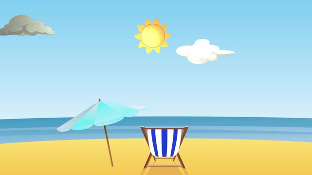 Cartoon Beach Scene for Cartoon Summer Animation 