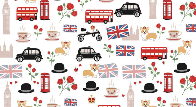 London city icons pattern.
