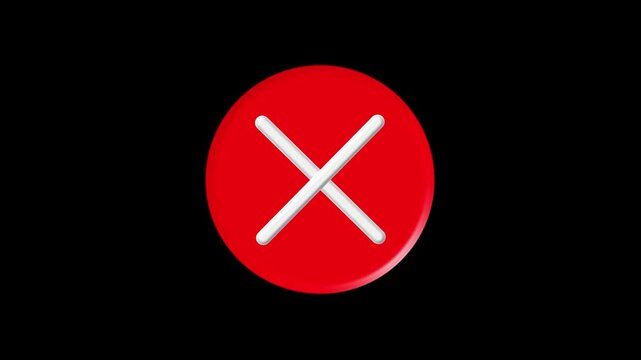 Cross mark icon indicates rejection with glossy 3D effect. Cross mark icon represents incorrect choices in systems. Cross mark icon delivers clear visual feedback.