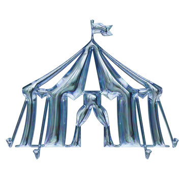 circus tent Glassmorphism 3D Render Icons