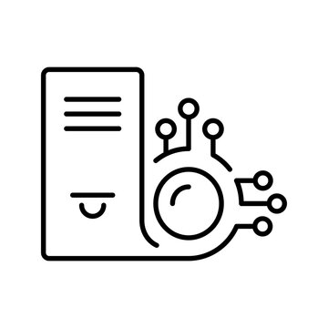 Cryptocurrency mining icon. Business and cryptocurrency line symbol. Black and white.