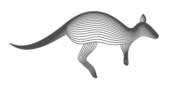 Wireframe kangaroo or wallaby line art wireframe vector illustration. Modern abstract animal design suitable for nature, wildlife, environment, and conservation themes. Wild animal jumping. 